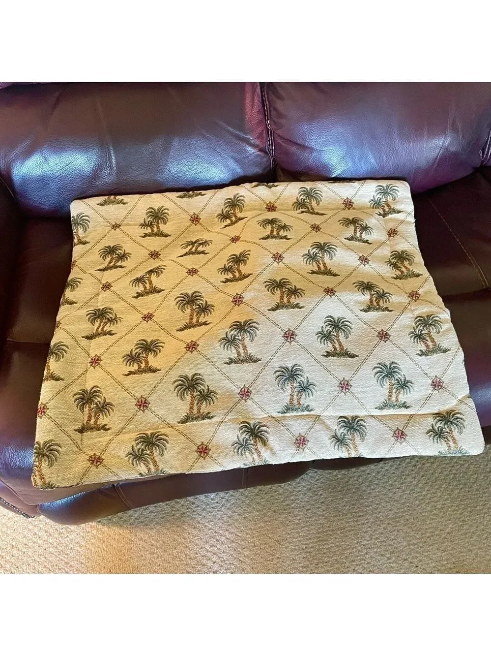Pillow Cover, Wilkinson Textiles, Custom Made Palm Trees, 25” x 29”.